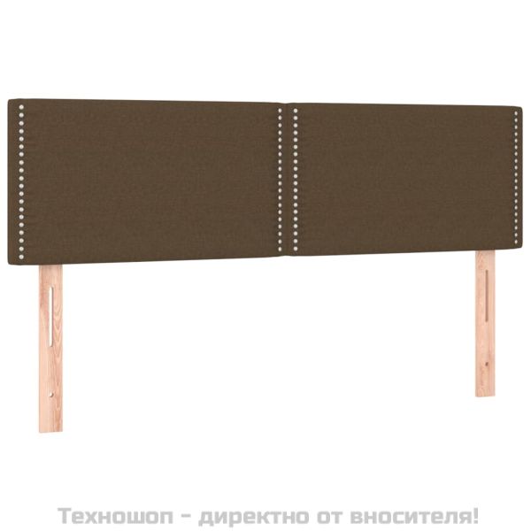 Боксспринг легло с матрак и LED, тъмнокафяво, 140x200 см, плат