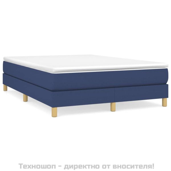 Боксспринг легло с матрак, синьо, 140x200 см, плат