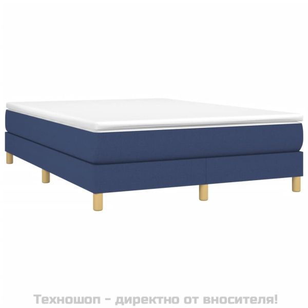 Боксспринг легло с матрак, синьо, 140x200 см, плат