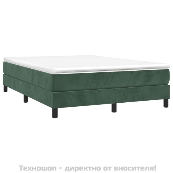 Боксспринг легло с матрак, тъмнозелено, 140x200 см, кадифе