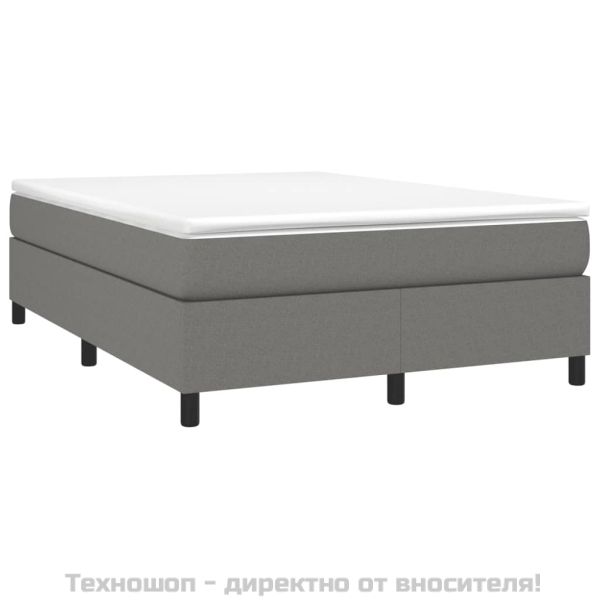 Боксспринг легло с матрак, тъмносиво, 140x200 см, плат