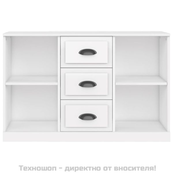 Сайдборд, бял гланц, 104,5x35,5x67,5 см, инженерно дърво