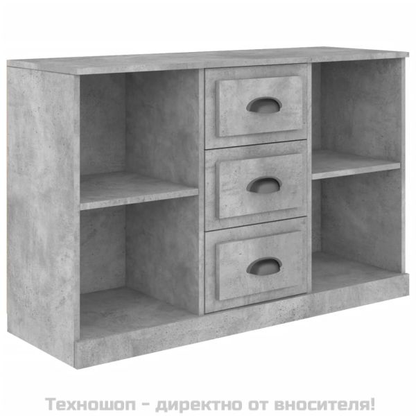 Сайдборд, бетонно сив, 104,5x35,5x67,5 см, инженерно дърво