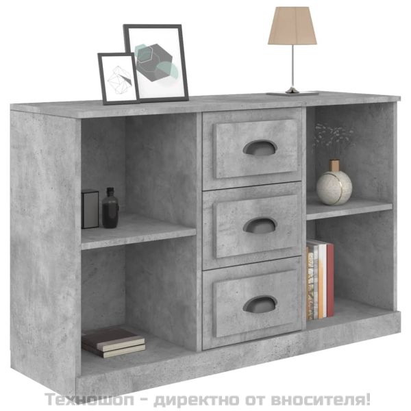 Сайдборд, бетонно сив, 104,5x35,5x67,5 см, инженерно дърво