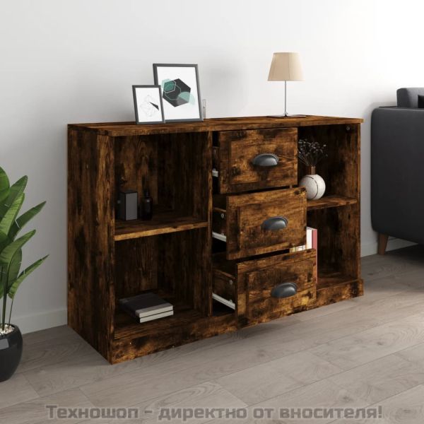 Сайдборд, опушен дъб, 104,5x35,5x67,5 см, инженерно дърво