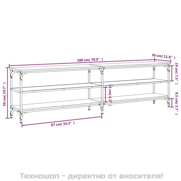 ТB шкаф, кафяв дъб, 180x30x50 см, инженерно дърво и метал