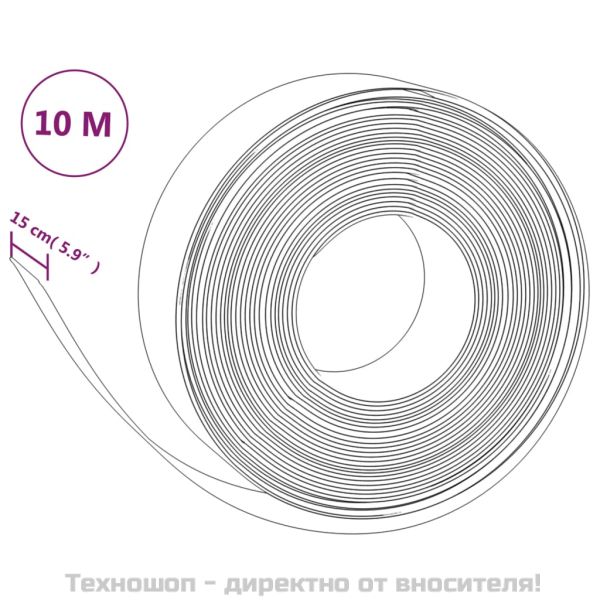 Градински кант, кафяв, 10 м, 15 см, полиетилен