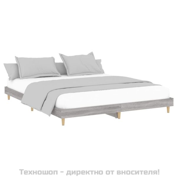 Рамка за легло, сив сонома, 200x200 см, инженерно дърво