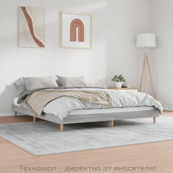 Рамка за легло, сив сонома, 200x200 см, инженерно дърво
