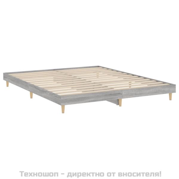 Рамка за легло, сив сонома, 200x200 см, инженерно дърво