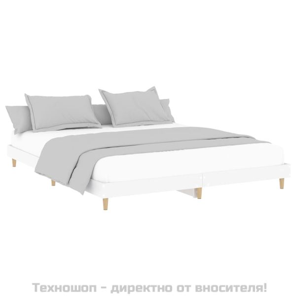 Рамка за легло, бяла, 150x200 см, масивно дърво