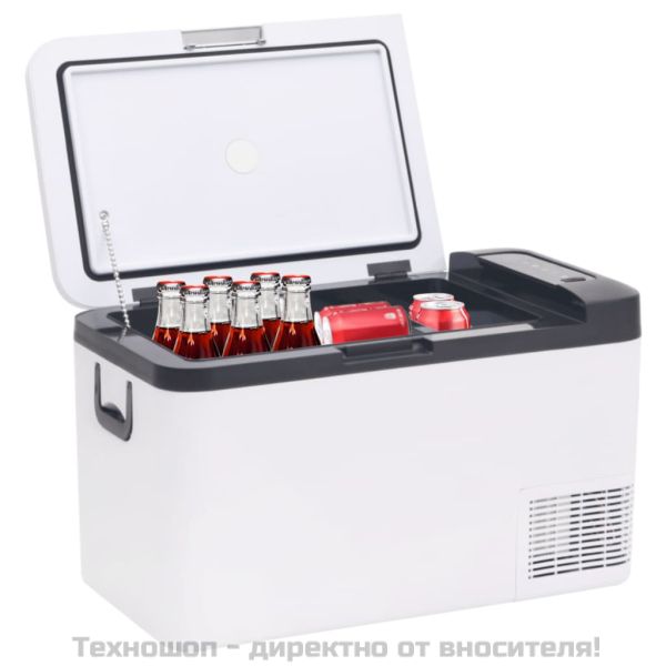 Хладилна кутия с дръжка черно и бяло 25 л PP и PE