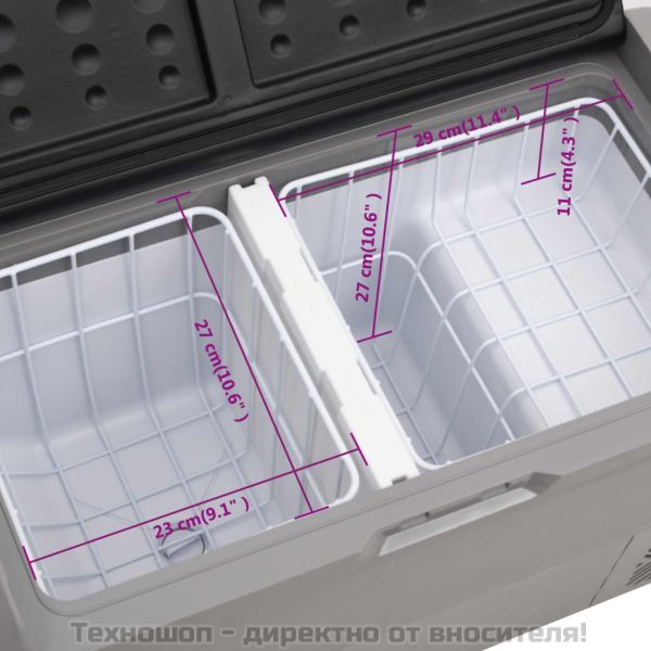 Хладилна кутия с колелца и дръжка черно и сиво 36 л PP и PE