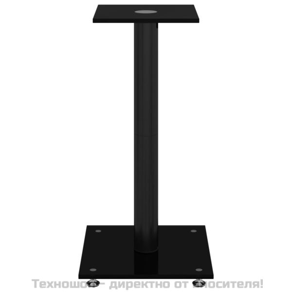 Стойки за тонколони 2 бр черни закалено стъкло дизайн 1 стълб