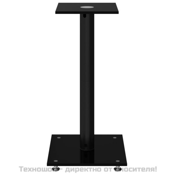 Стойки за тонколони 2 бр черни закалено стъкло дизайн 1 стълб