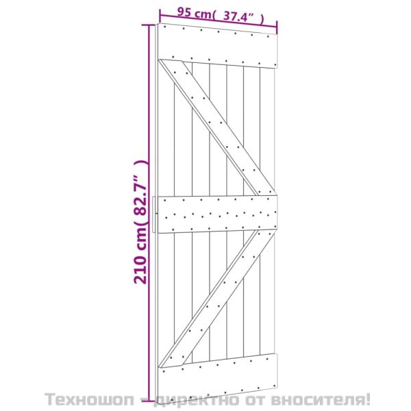 Врата "NARVIK" 95x210 см масивна дървесина бор