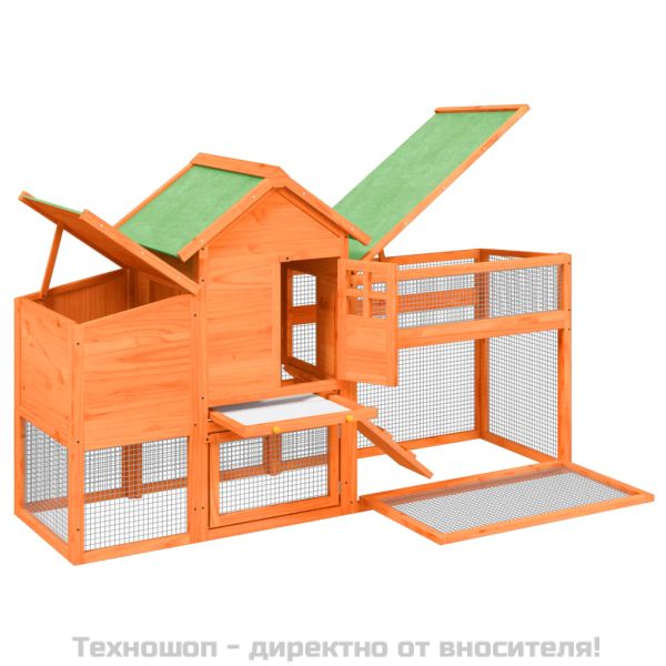 Кокошарник кафяв 186,5x58,5x113 см бор масив