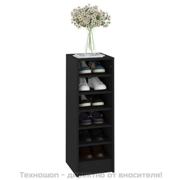 Шкаф за обувки, черен, 31,5x35x90 см, инженерно дърво