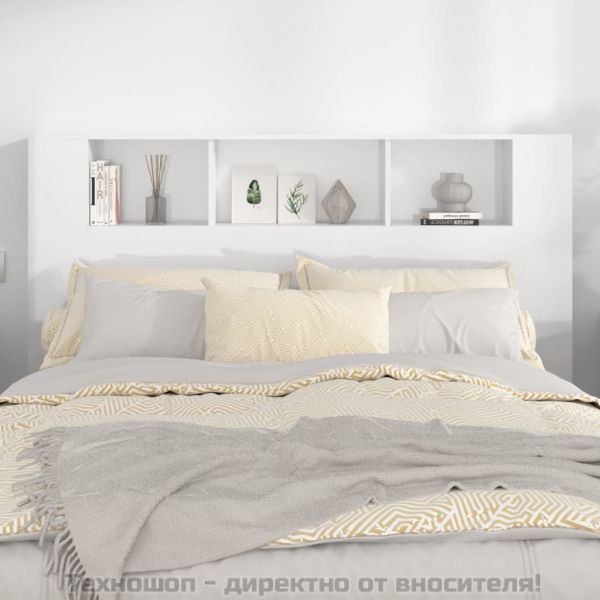 Табла за легло тип шкаф, бял гланц, 160x18,5x104,5 см