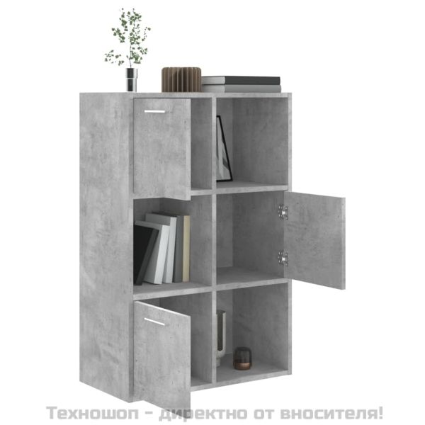 Шкаф за съхранение, бетонно сив, 60x29,5x90 см, инженерно дърво