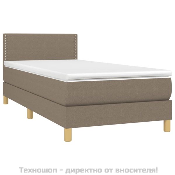 Боксспринг легло с матрак, таупе, 90x200 см, плат