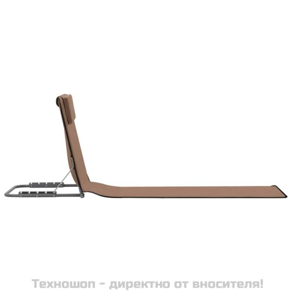 Сгъваеми плажни постелки, 2 бр, стомана и плат, кафяви