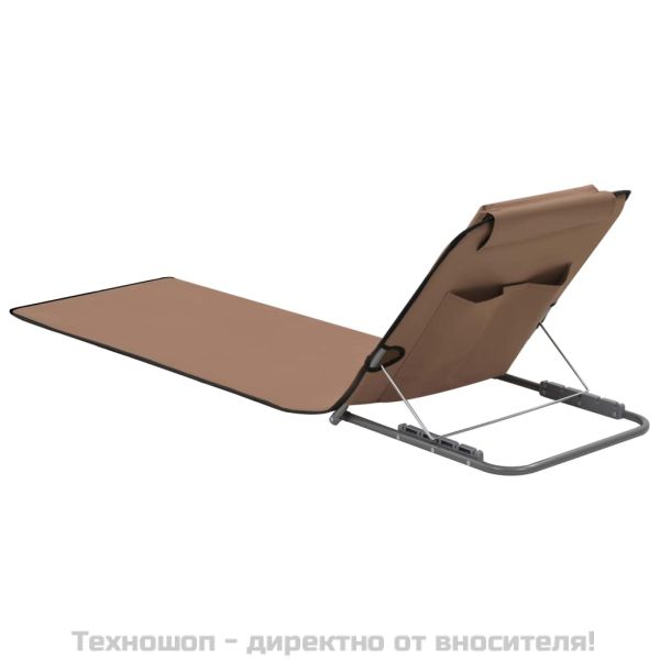 Сгъваеми плажни постелки, 2 бр, стомана и плат, кафяви