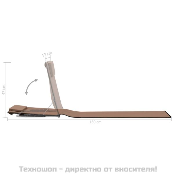 Сгъваеми плажни постелки, 2 бр, стомана и плат, кафяви