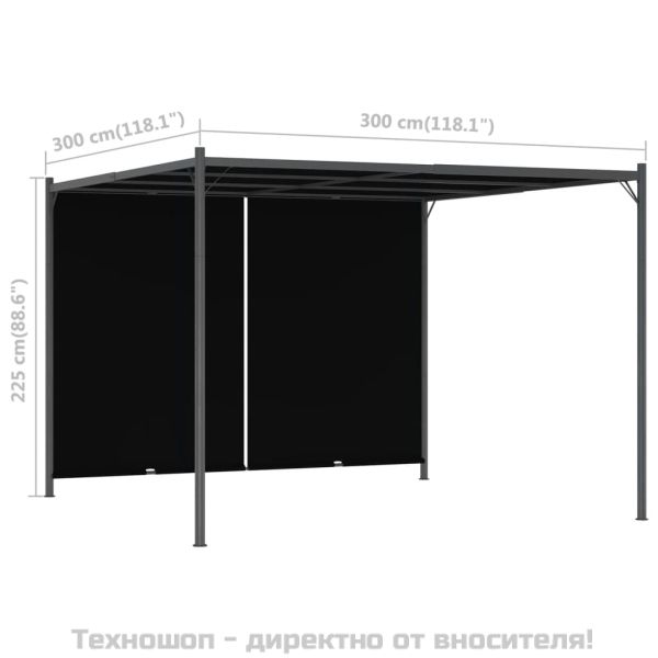 Градинска пергола с прибиращ се покрив, 3x3 м, антрацит