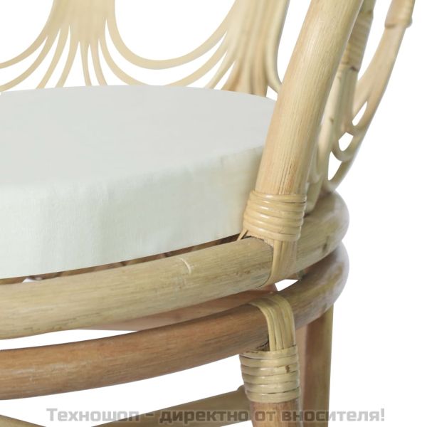 Трапезен стол с възглавница, естествен ратан и лен