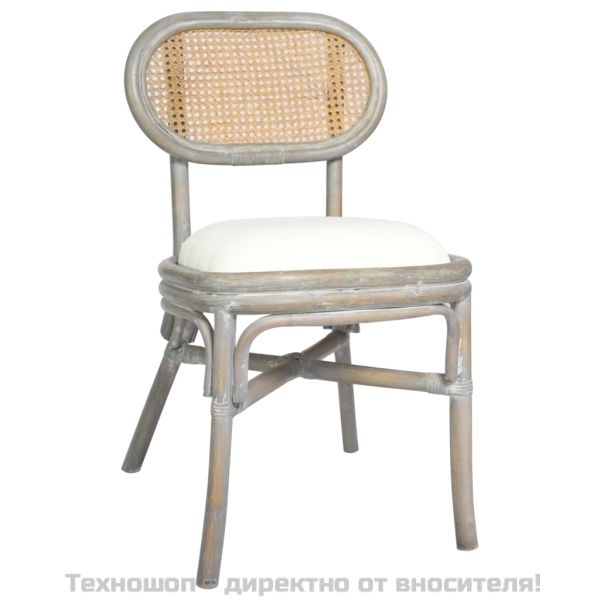 Трапезни столове, 6 бр, сиви, тапицерия от лен