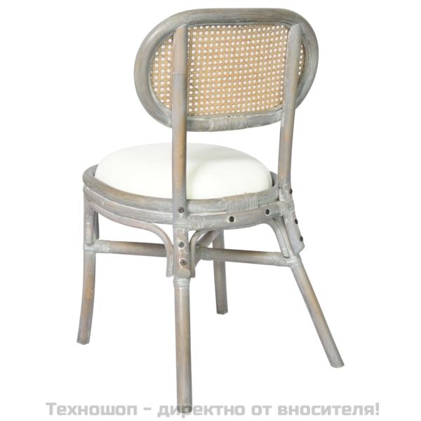 Трапезни столове, 6 бр, сиви, тапицерия от лен