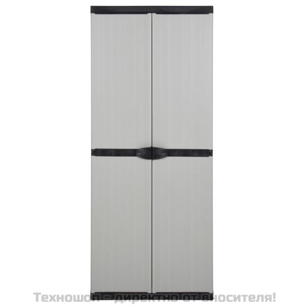 Градински шкаф за съхранение с 3 рафта сиво-черен 68x40x168 см