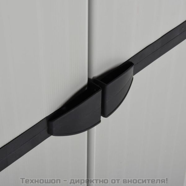 Градински шкаф за съхранение с 3 рафта сиво-черен 68x40x168 см