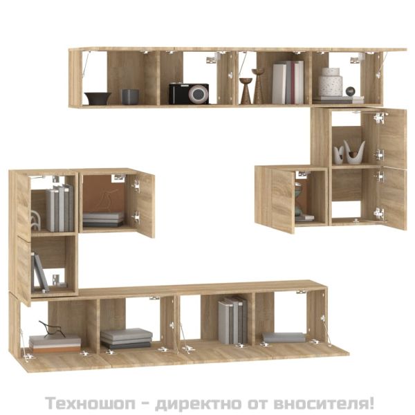 ТВ шкафове за стенен монтаж, дъб сонома, инженерно дърво