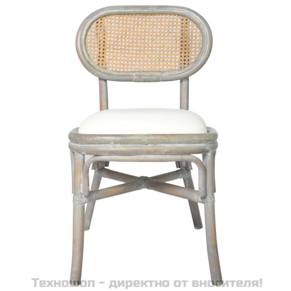 Трапезни столове, 4 бр, сиви, тапицерия от лен