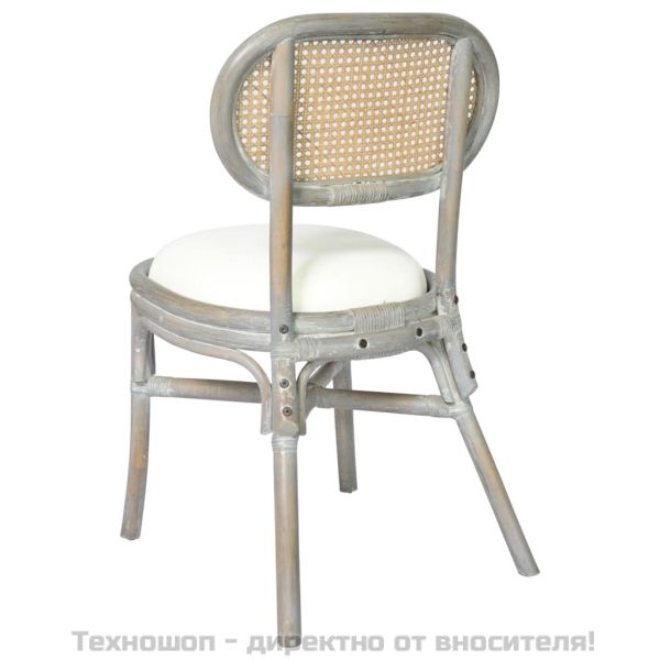 Трапезни столове, 4 бр, сиви, тапицерия от лен