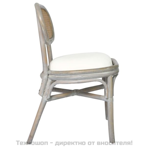 Трапезни столове, 2 бр, сиви, тапицерия от лен