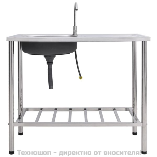 Къмпинг мивка, единична, с кран, неръждаема стомана