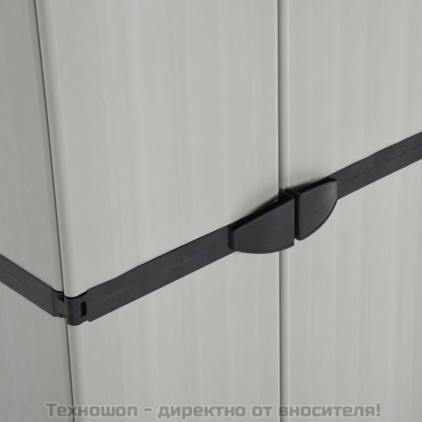 Градински шкаф за съхранение с 3 рафта сиво-черен 68x40x168 см