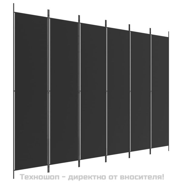Параван за стая, 6 панела, черен, 300x220 cм, плат