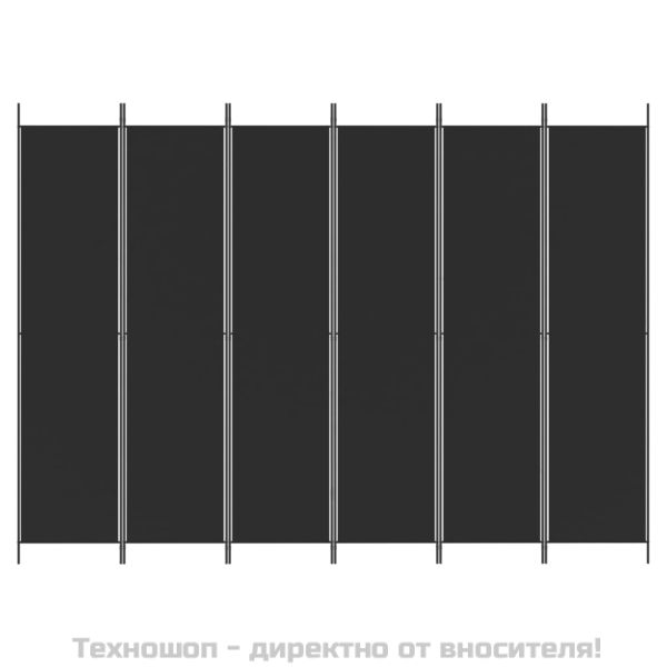 Параван за стая, 6 панела, черен, 300x220 cм, плат