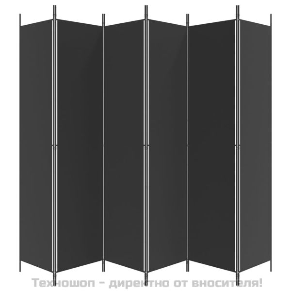 Параван за стая, 6 панела, черен, 300x220 cм, плат