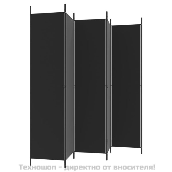 Параван за стая, 6 панела, черен, 300x220 cм, плат