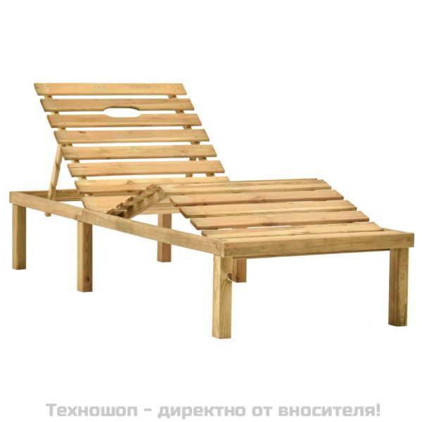 Шезлонг с черно шалте, импрегнирана борова дървесина