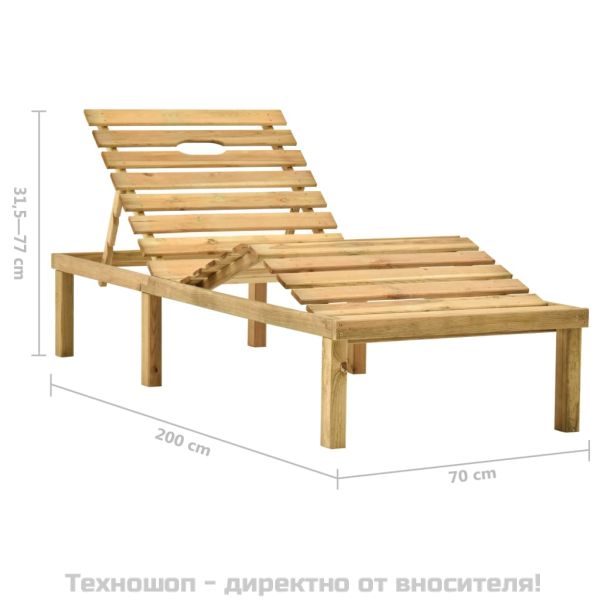 Шезлонг с черно шалте, импрегнирана борова дървесина