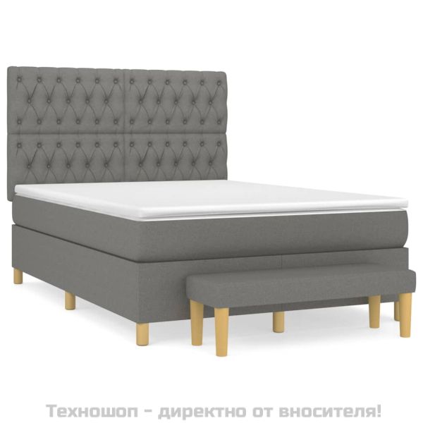 Боксспринг легло с матрак, тъмносиво, 140x200 см, плат