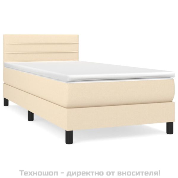 Боксспринг легло с матрак, кремаво, 100x200 см, плат