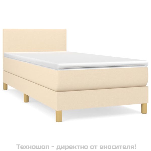 Боксспринг легло с матрак, кремаво, 100x200 см, плат