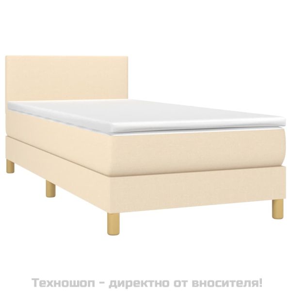 Боксспринг легло с матрак, кремаво, 100x200 см, плат